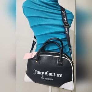 Juicy Couture Black / White Satchel Bag Adjustable Straps
